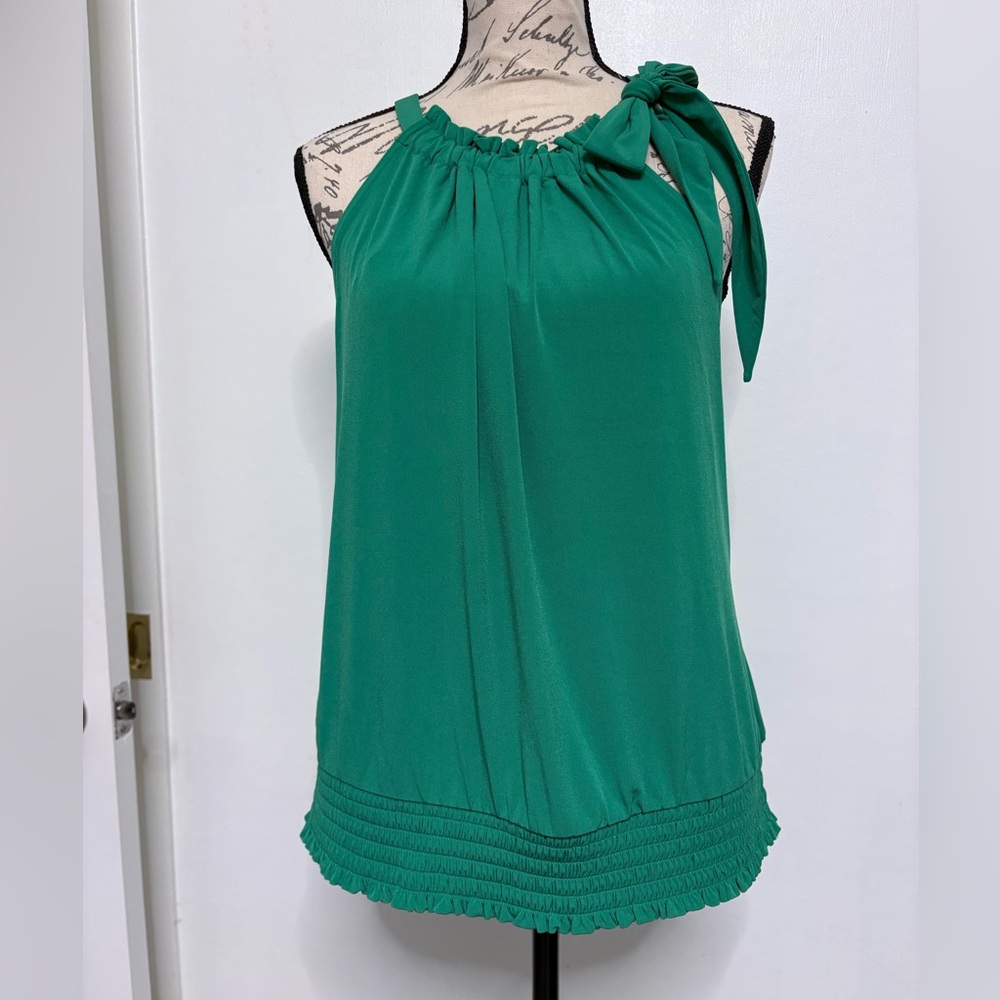 INC International Concepts Emerald Green One-Shoulder Tie Blouse